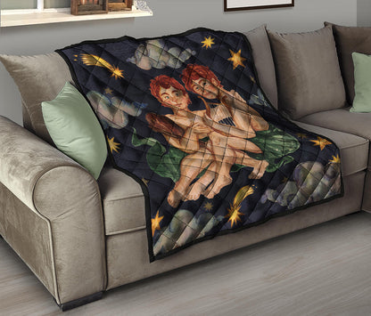 Watercolor Gemini Zodiac Sign Print Quilt