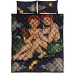 Watercolor Gemini Zodiac Sign Print Quilt Bed Set
