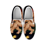 Watercolor Gemini Zodiac Sign Print White Slip On Shoes