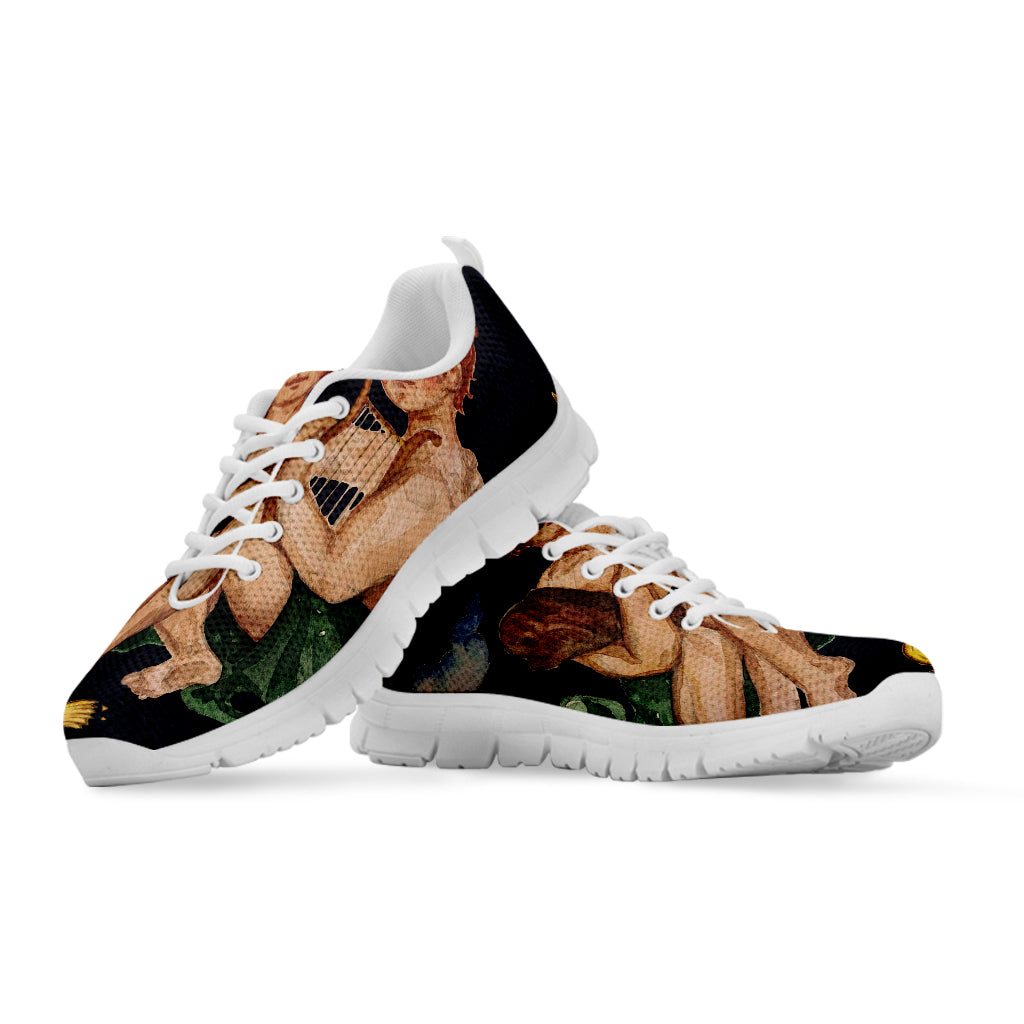 Watercolor Gemini Zodiac Sign Print White Sneakers