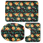 Watercolor Gingerbread Pattern Print 3 Piece Bath Mat Set