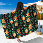 Watercolor Gingerbread Pattern Print Beach Sarong Wrap