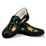 Watercolor Gingerbread Pattern Print Black Slip On Shoes