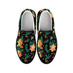Watercolor Gingerbread Pattern Print Black Slip On Shoes