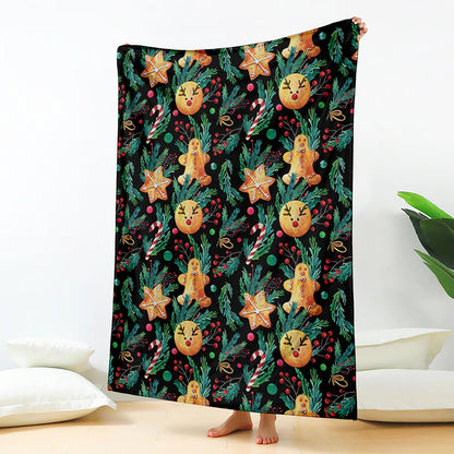 Watercolor Gingerbread Pattern Print Blanket