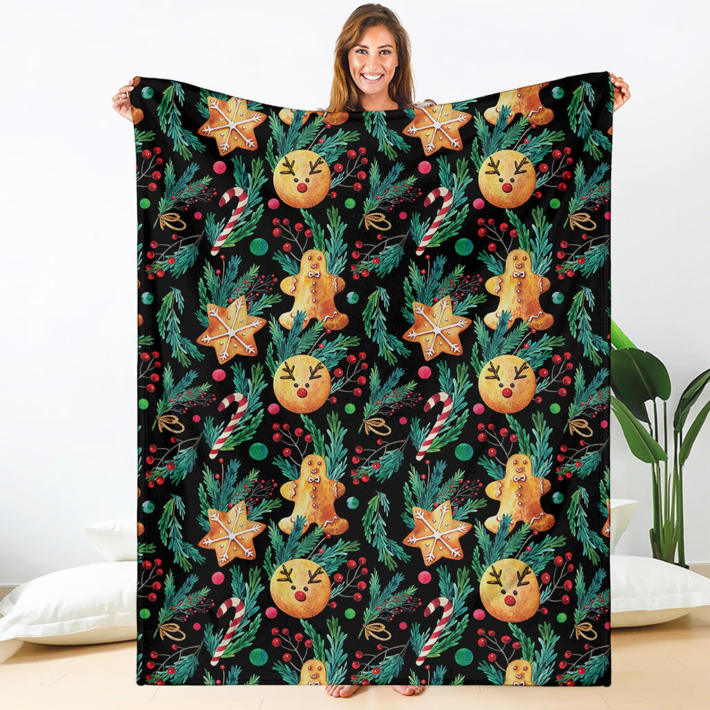 Watercolor Gingerbread Pattern Print Blanket