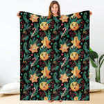 Watercolor Gingerbread Pattern Print Blanket