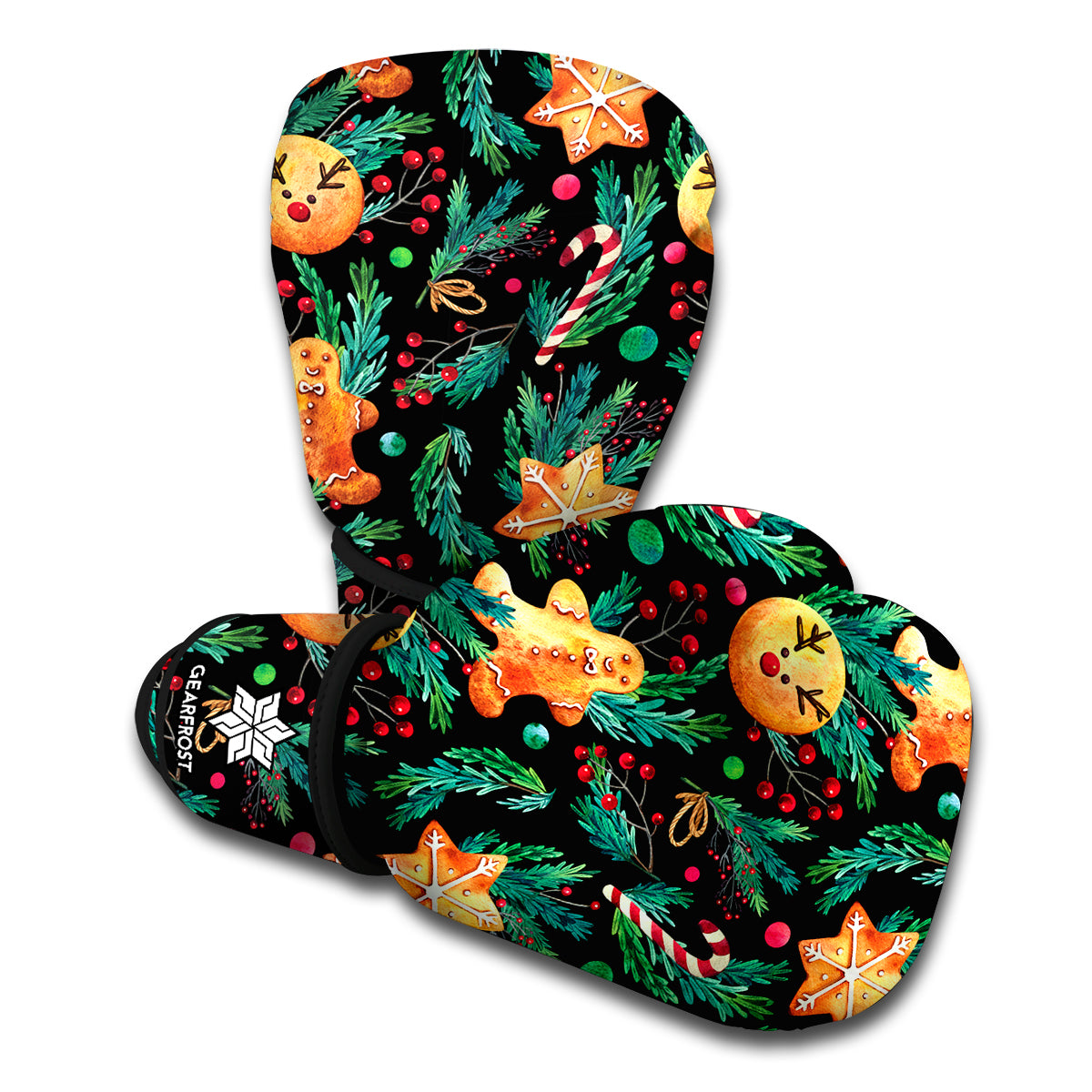 Watercolor Gingerbread Pattern Print Boxing Gloves