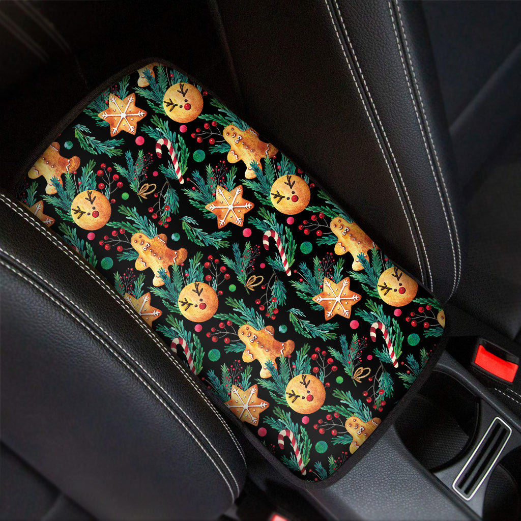 Watercolor Gingerbread Pattern Print Car Center Console Cover