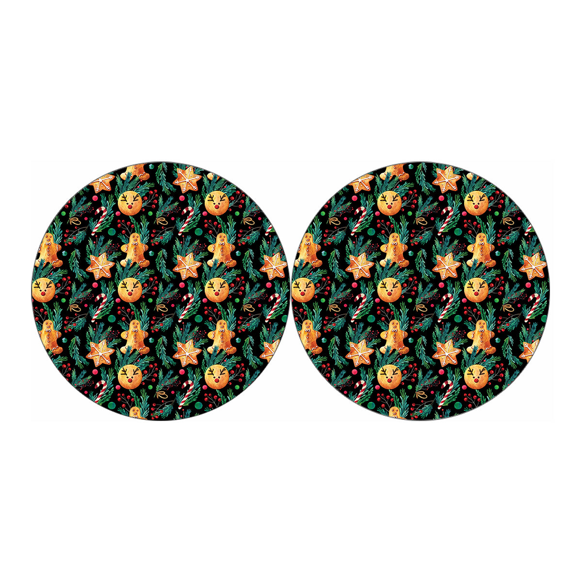 Watercolor Gingerbread Pattern Print Car Coasters