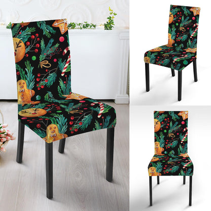 Watercolor Gingerbread Pattern Print Dining Chair Slipcover