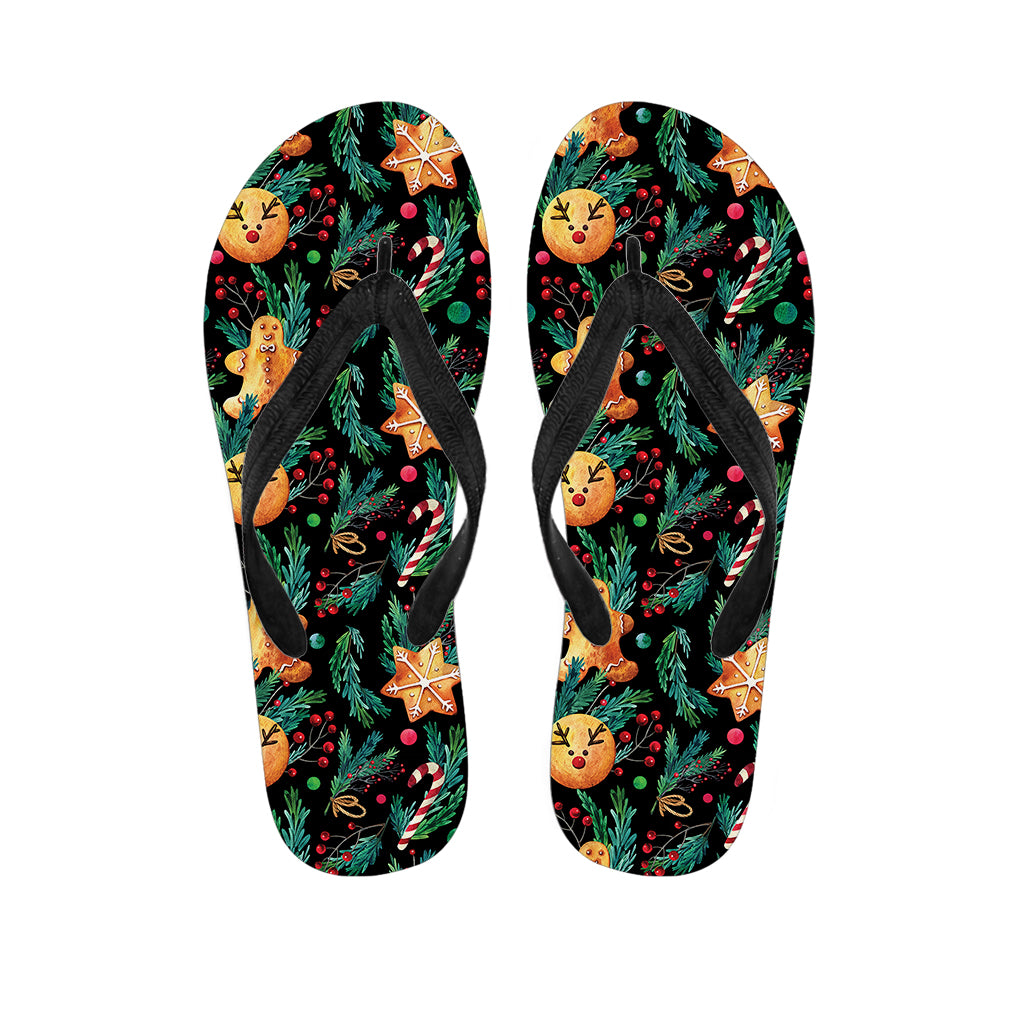 Watercolor Gingerbread Pattern Print Flip Flops