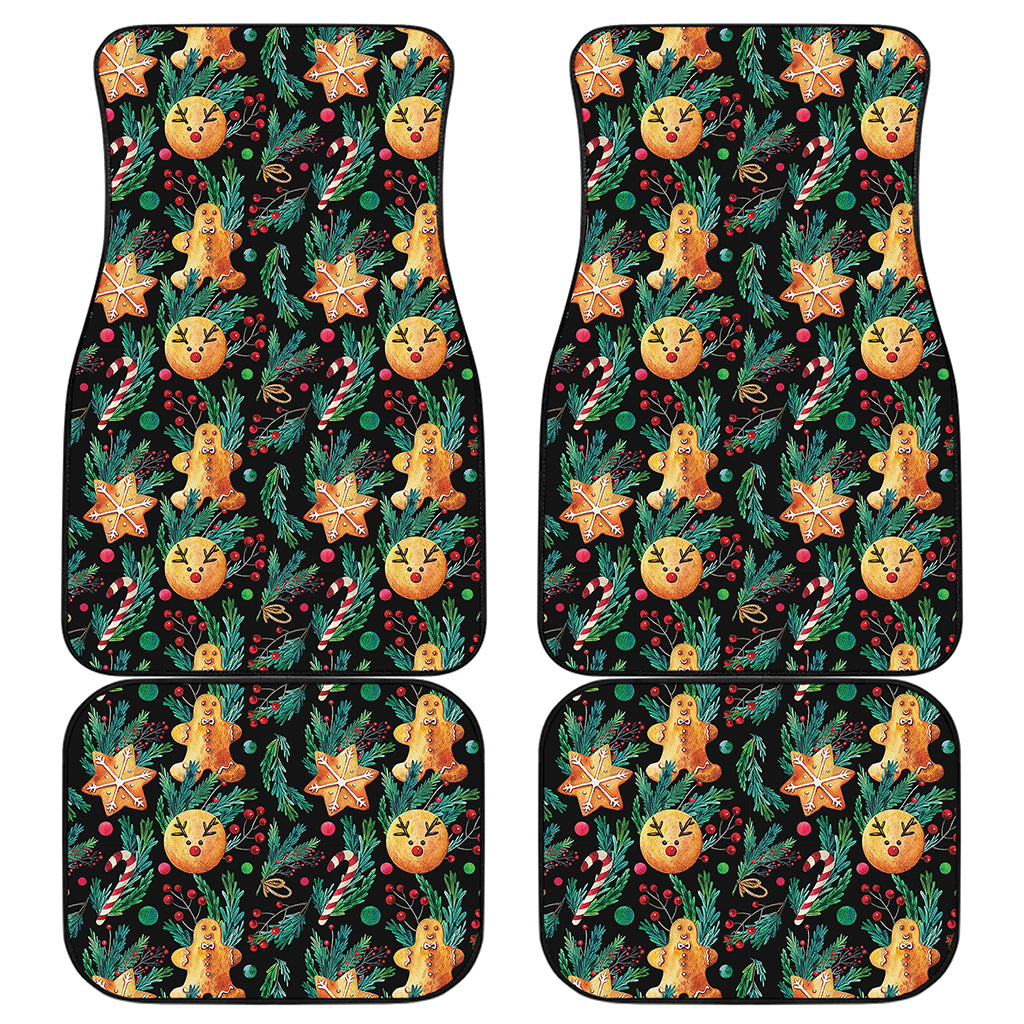 Watercolor Gingerbread Pattern Print Front and Back Car Floor Mats