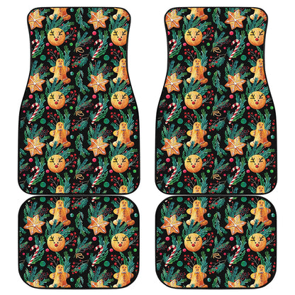 Watercolor Gingerbread Pattern Print Front and Back Car Floor Mats