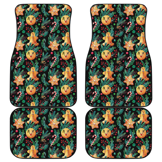 Watercolor Gingerbread Pattern Print Front and Back Car Floor Mats