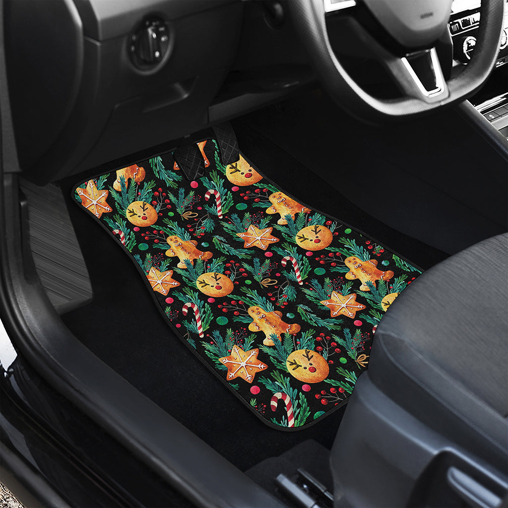 Watercolor Gingerbread Pattern Print Front and Back Car Floor Mats