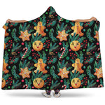 Watercolor Gingerbread Pattern Print Hooded Blanket