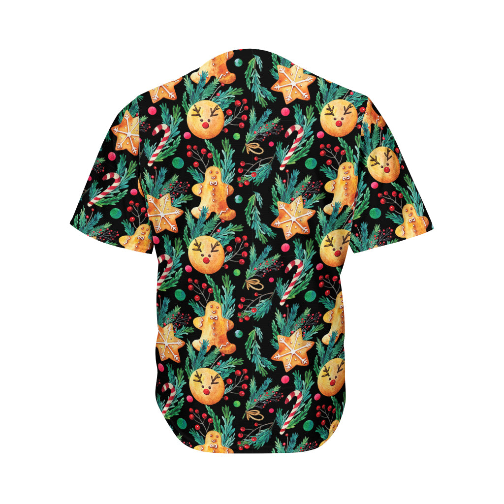 Watercolor Gingerbread Pattern Print Men's Baseball Jersey