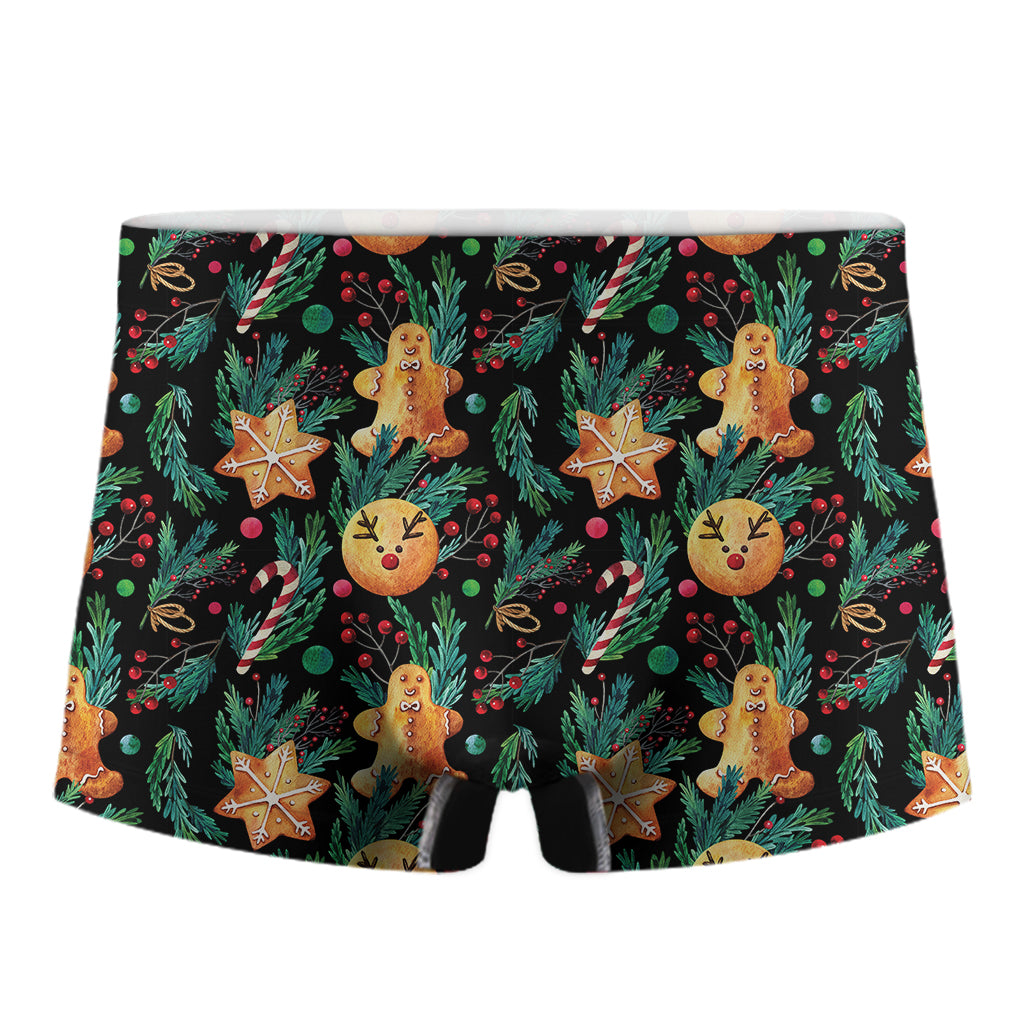 Watercolor Gingerbread Pattern Print Men's Boxer Briefs
