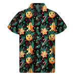Watercolor Gingerbread Pattern Print Men's Short Sleeve Shirt