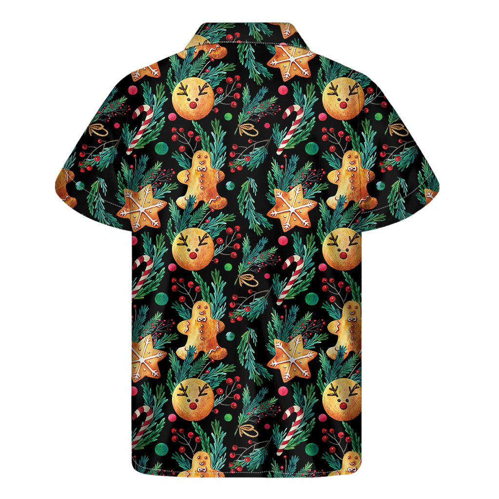 Watercolor Gingerbread Pattern Print Men's Short Sleeve Shirt