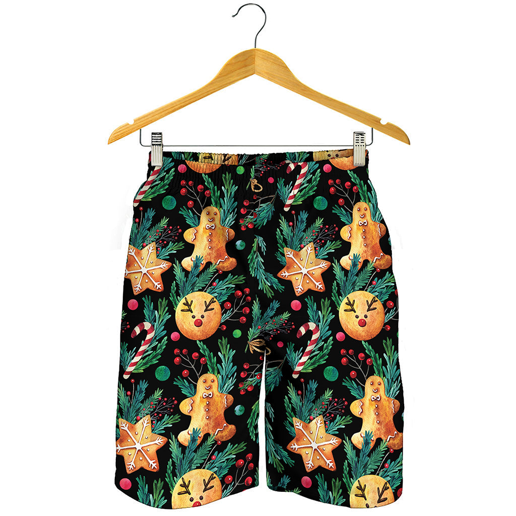 Watercolor Gingerbread Pattern Print Men's Shorts
