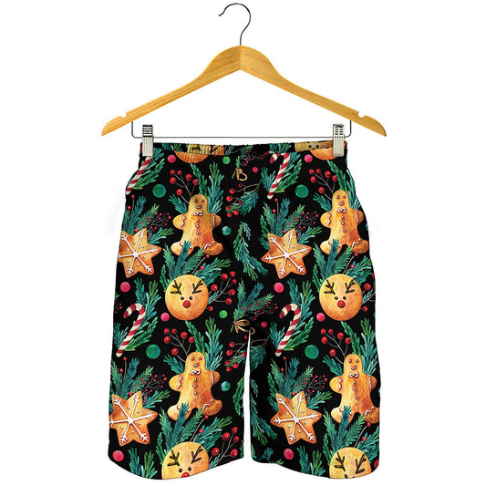 Watercolor Gingerbread Pattern Print Men's Shorts