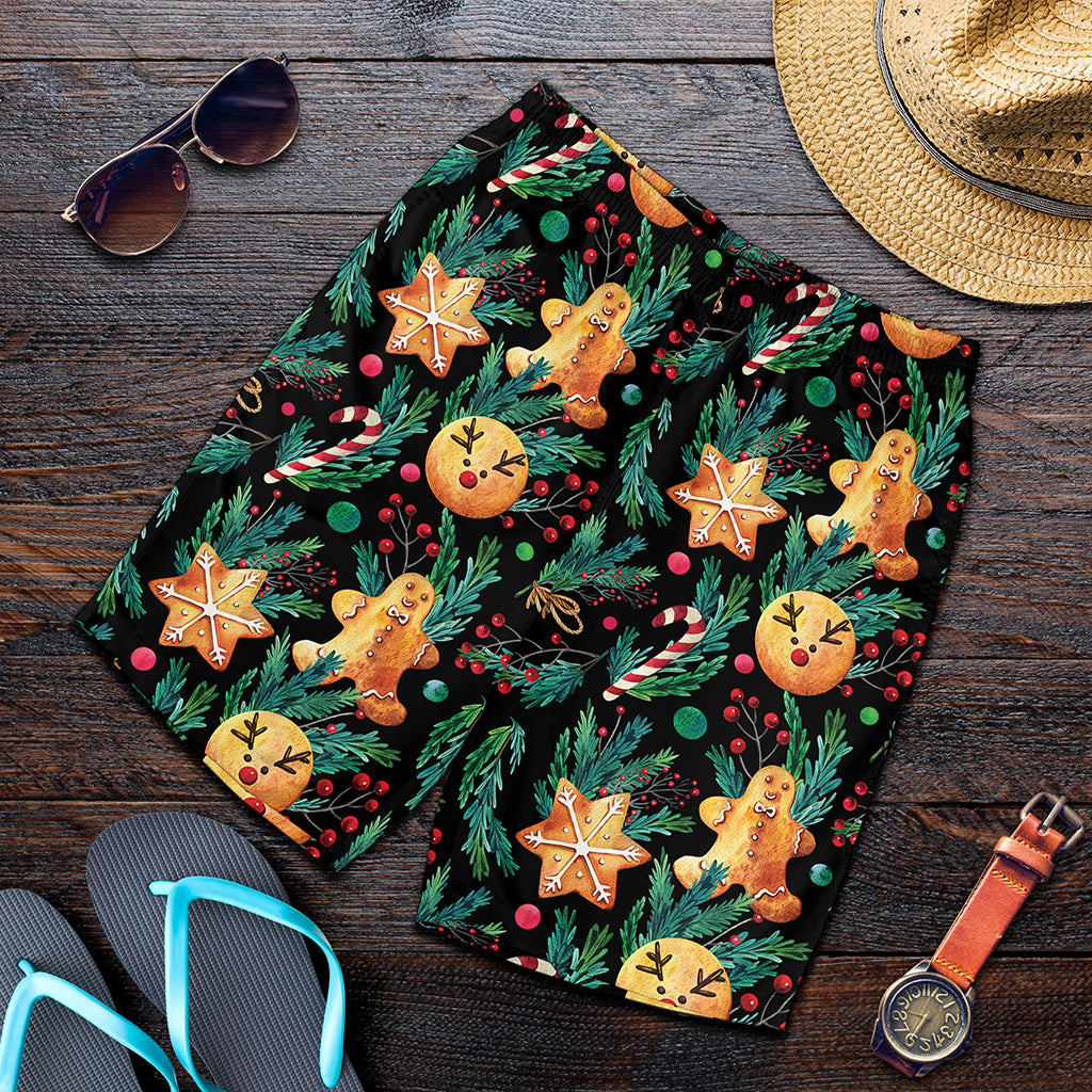 Watercolor Gingerbread Pattern Print Men's Shorts