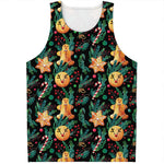 Watercolor Gingerbread Pattern Print Men's Tank Top