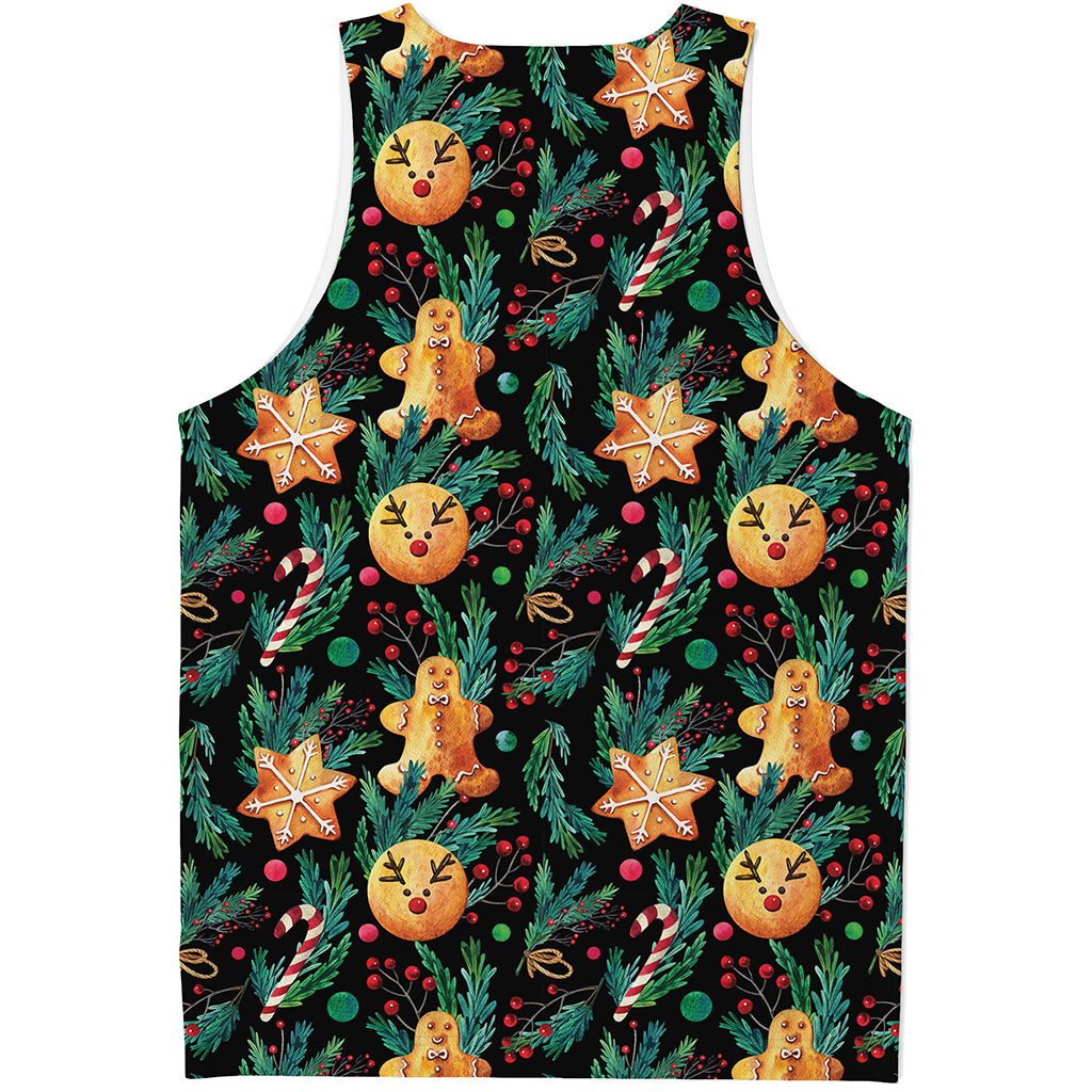 Watercolor Gingerbread Pattern Print Men's Tank Top