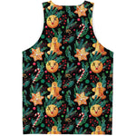 Watercolor Gingerbread Pattern Print Men's Tank Top