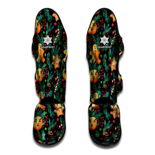 Watercolor Gingerbread Pattern Print Muay Thai Shin Guard