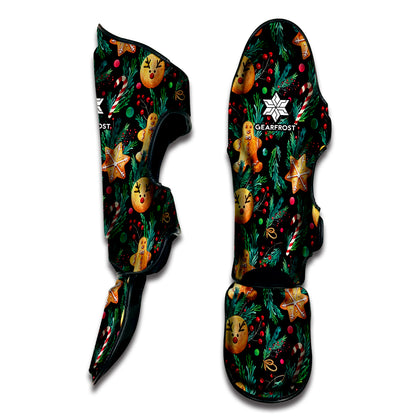 Watercolor Gingerbread Pattern Print Muay Thai Shin Guard