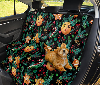 Watercolor Gingerbread Pattern Print Pet Car Back Seat Cover