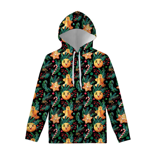 Watercolor Gingerbread Pattern Print Pullover Hoodie