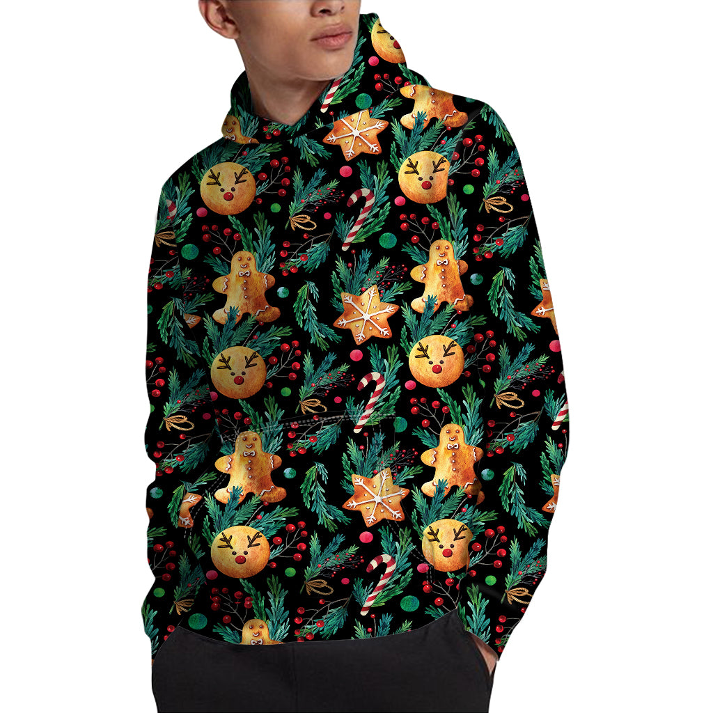 Watercolor Gingerbread Pattern Print Pullover Hoodie