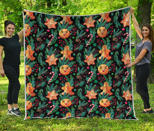 Watercolor Gingerbread Pattern Print Quilt