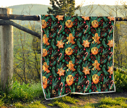 Watercolor Gingerbread Pattern Print Quilt