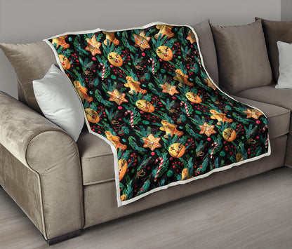 Watercolor Gingerbread Pattern Print Quilt