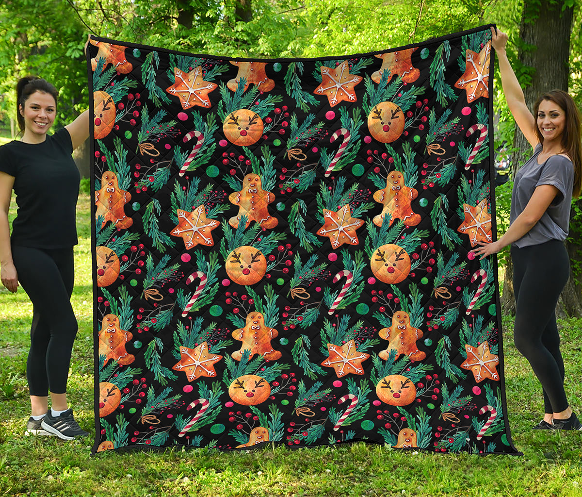 Watercolor Gingerbread Pattern Print Quilt