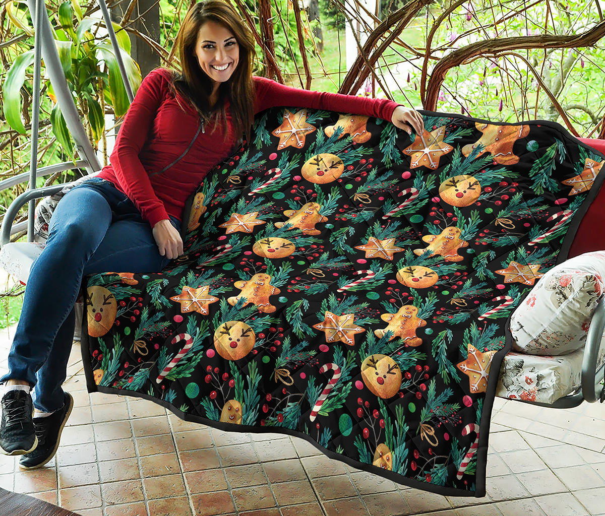 Watercolor Gingerbread Pattern Print Quilt