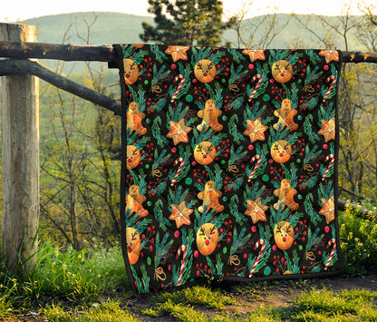 Watercolor Gingerbread Pattern Print Quilt