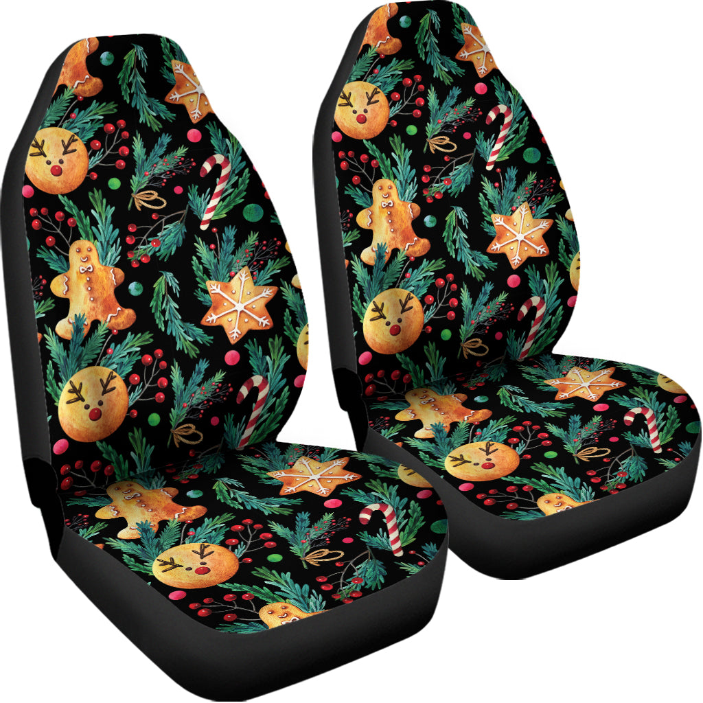 Watercolor Gingerbread Pattern Print Universal Fit Car Seat Covers