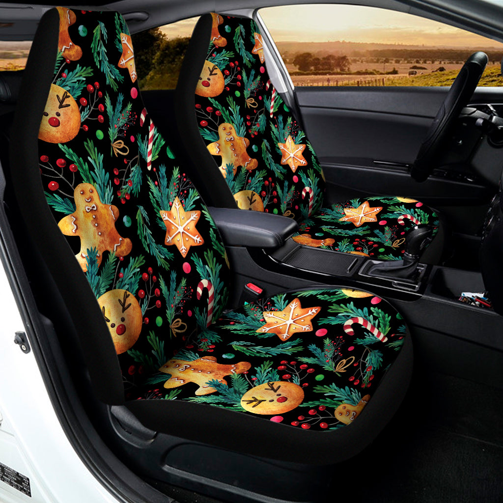 Watercolor Gingerbread Pattern Print Universal Fit Car Seat Covers