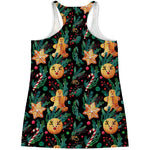 Watercolor Gingerbread Pattern Print Women's Racerback Tank Top