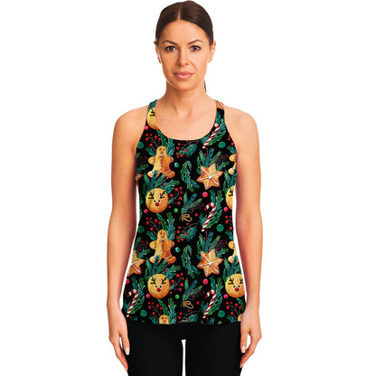 Watercolor Gingerbread Pattern Print Women's Racerback Tank Top
