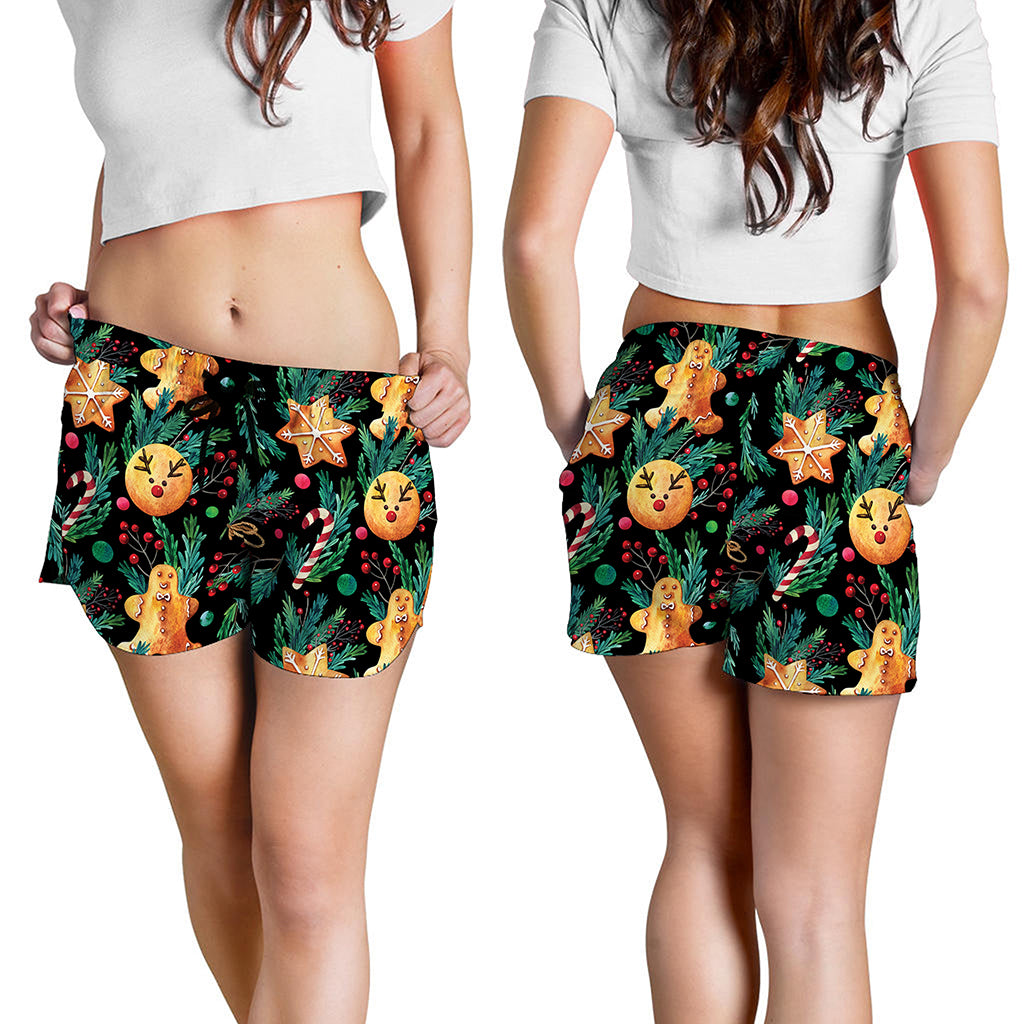 Watercolor Gingerbread Pattern Print Women's Shorts