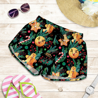 Watercolor Gingerbread Pattern Print Women's Shorts