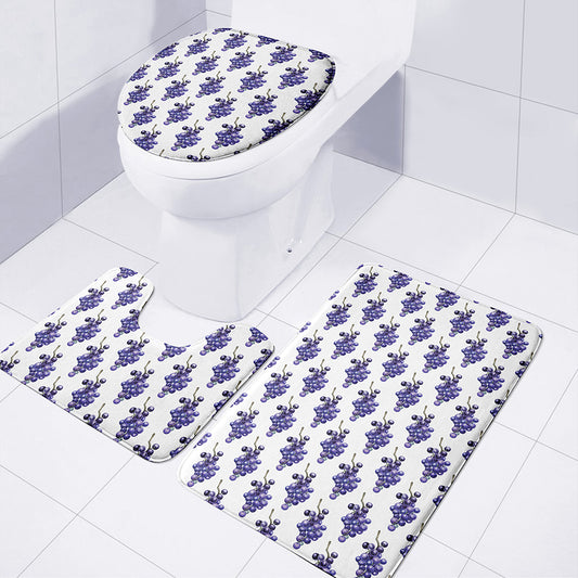 Watercolor Grape Pattern Print 3 Piece Bath Mat Set