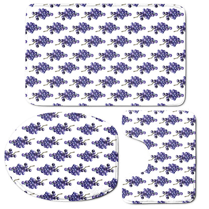 Watercolor Grape Pattern Print 3 Piece Bath Mat Set